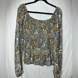 White Birch Fields of Gold Smocked Top